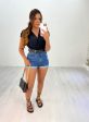 short jeans c/ cinto preto