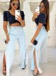 calça wide leg c/ abertura na lateral