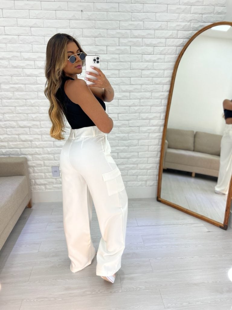 calça pantalona cargo alfaiataria (branca) calça pantalona cargo alfaiataria (branca)