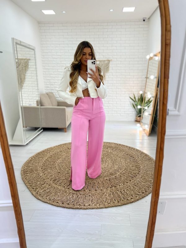 calça pantalona alfaiataria chiara (rosa claro) calça pantalona alfaiataria chiara (rosa claro)