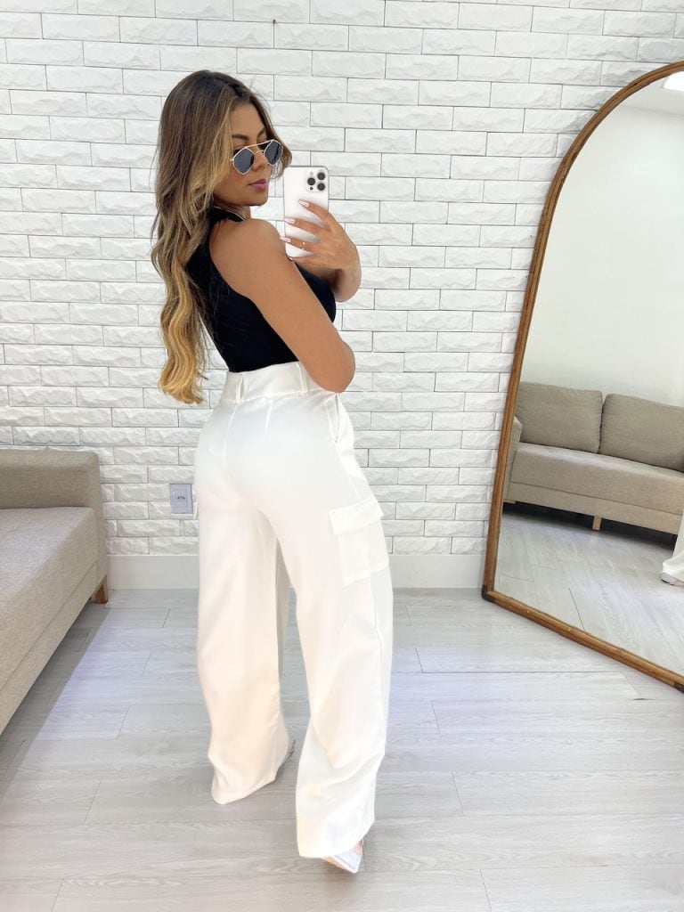 calça pantalona cargo alfaiataria (branca) calça pantalona cargo alfaiataria (branca)