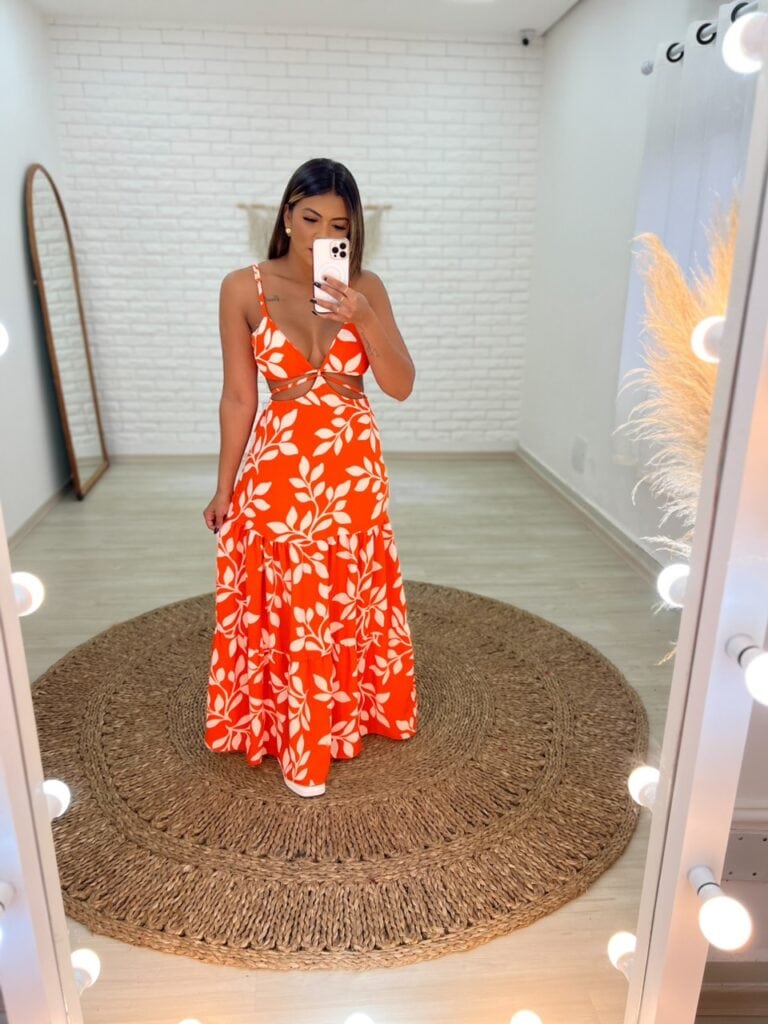 vestido longo bru ( laranja) vestido longo bru ( laranja)