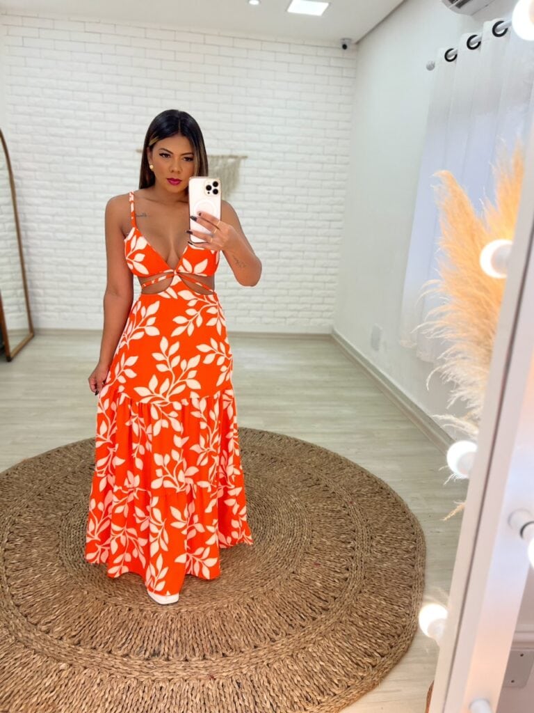 vestido longo bru ( laranja) vestido longo bru ( laranja)