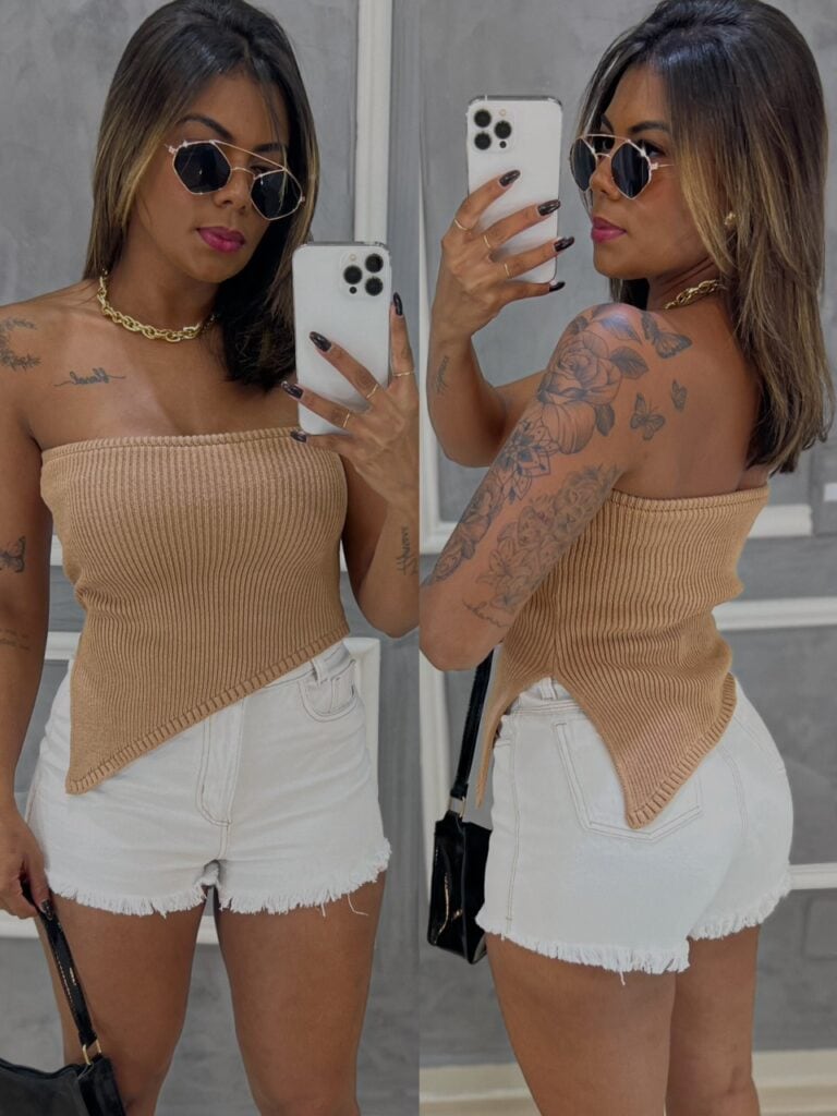 blusa tricô modal assimétrica blusa tricô modal assimétrica