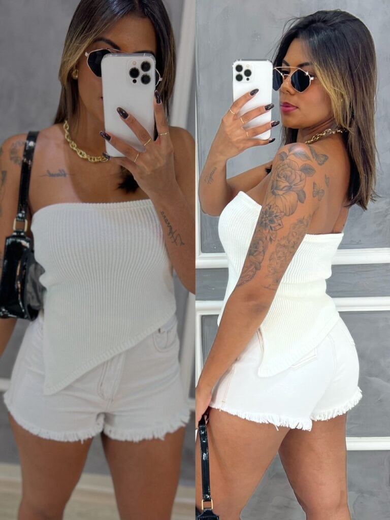 blusa tricô modal assimétrica blusa tricô modal assimétrica