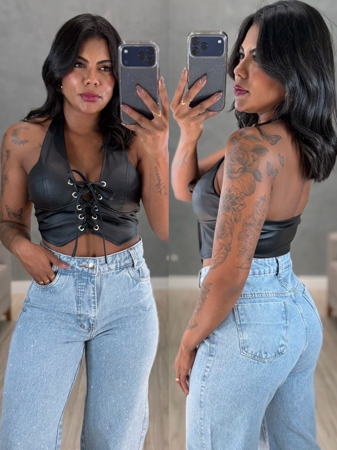 calça jeans flare bordada calça jeans flare bordada